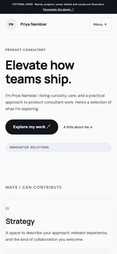 Agency Landing mobile demo